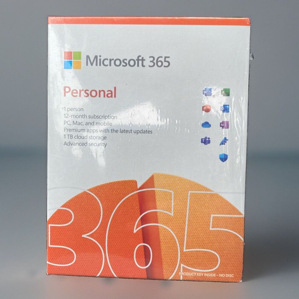 Microsoft 365 Personal 12-Month 1 Device Windows/Mac/Android Product Key Card
